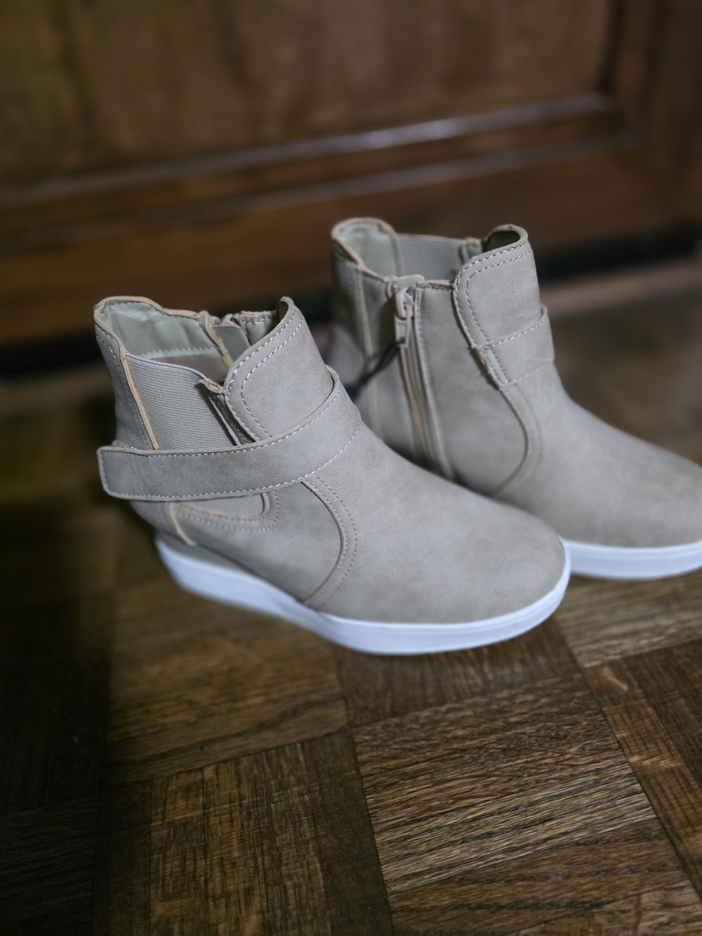 & Other Stories Tan Wedge Ankle Booties